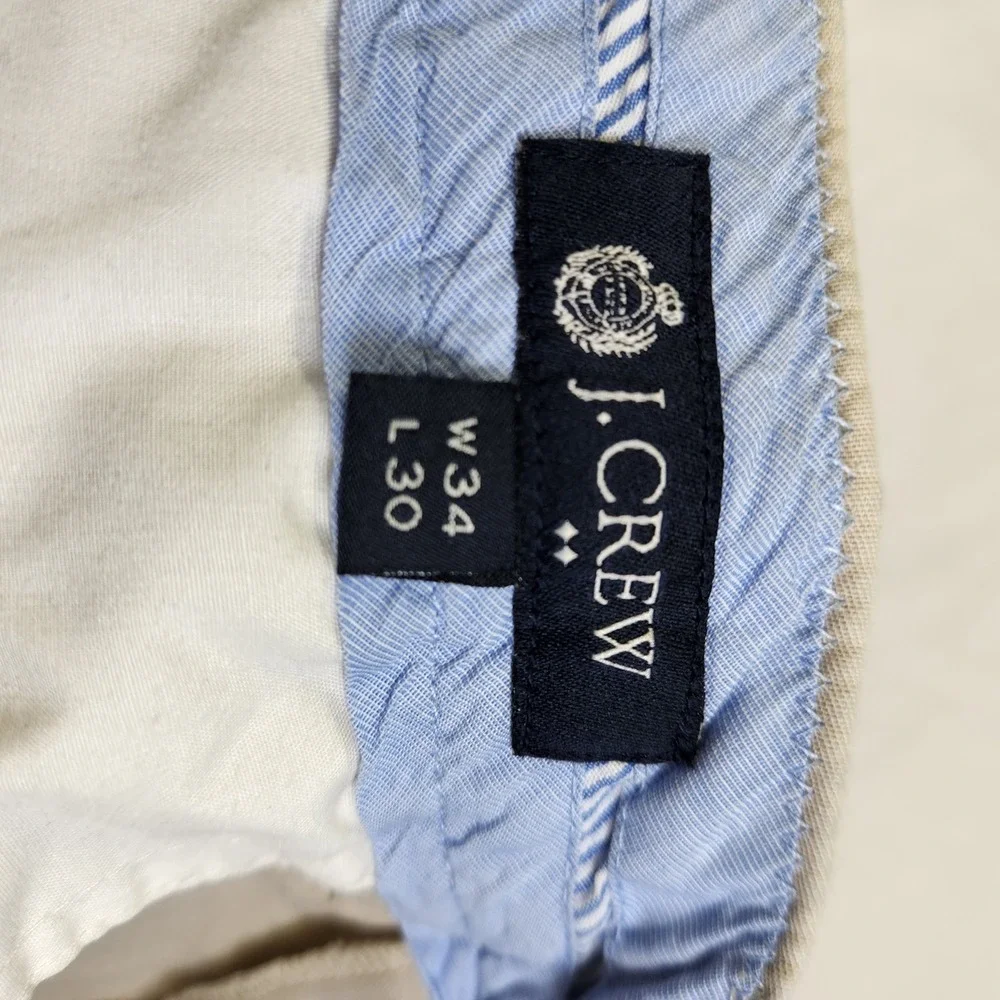 Mens J. Crew Chino Pants Tan Straight Fit Casual Dress Khaki‎ W34 L30